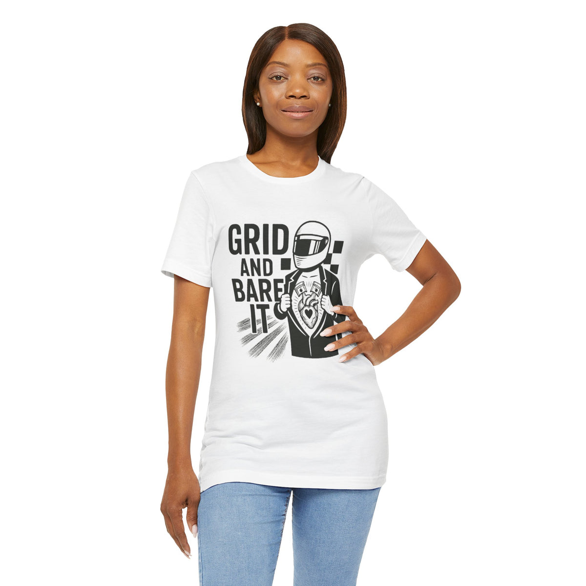 Grid and Bare It - Helmeted Driver Graphic Shirt