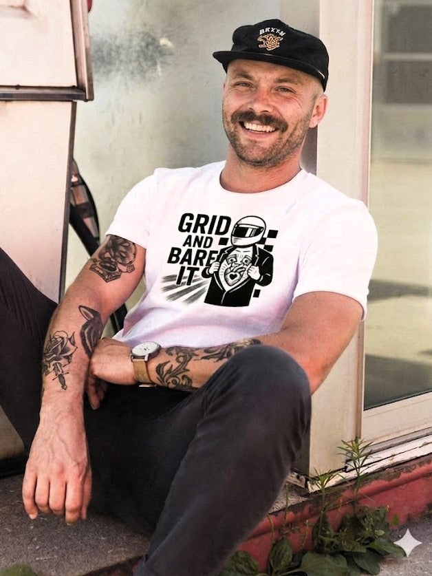 Grid and Bare It - Helmeted Driver Graphic Shirt