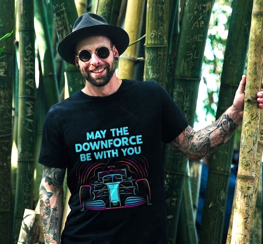 May the Downforce Be With You – Funny F1 Pun T-Shirt