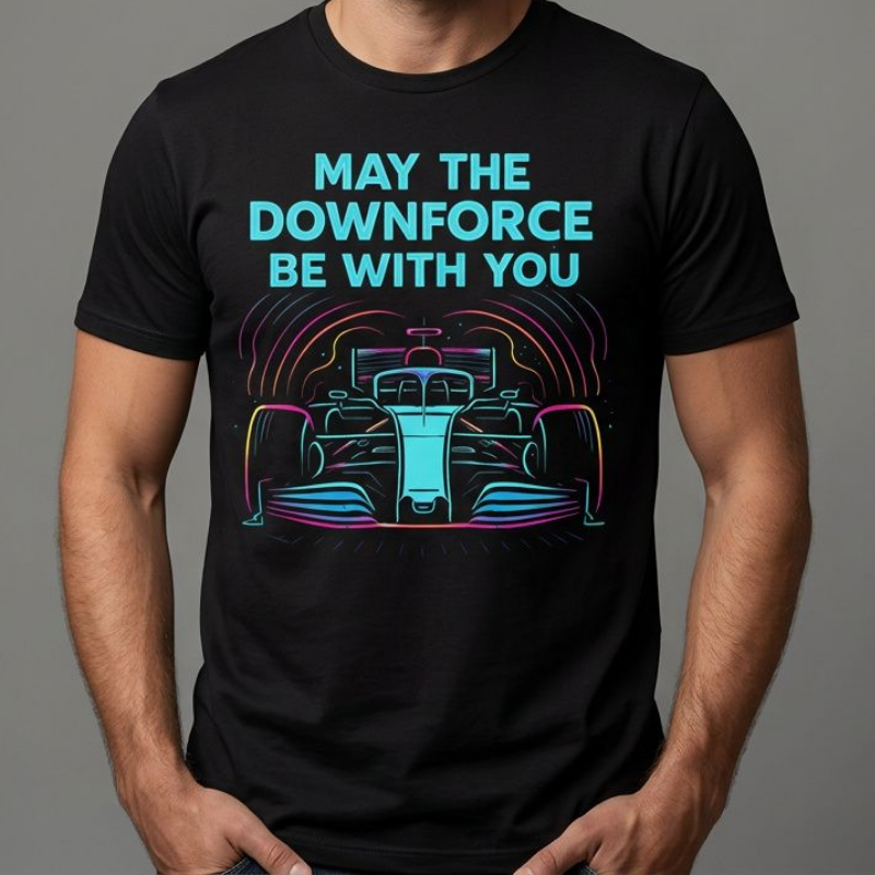 May the Downforce Be With You – Funny F1 Pun T-Shirt
