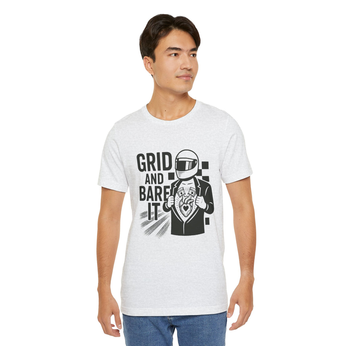 Grid and Bare It - Helmeted Driver Graphic Shirt